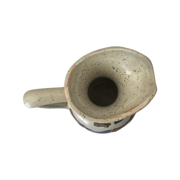 Vintage Hand Created and Painted Stoneware Pottery Pitcher - Picture 5 of 10